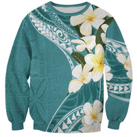 Aloha Hawaii Festive Sweatshirt Frangipani Lace Classic - Teal
