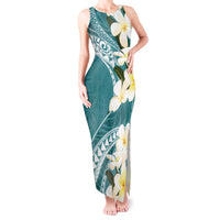 Aloha Hawaii Festive Tank Maxi Dress Frangipani Lace Classic - Teal