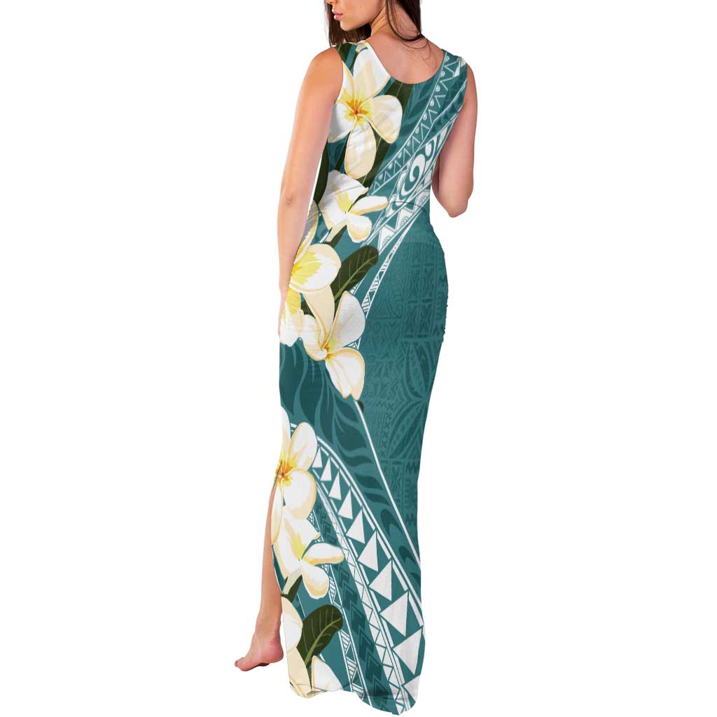 Aloha Hawaii Festive Tank Maxi Dress Frangipani Lace Classic - Teal