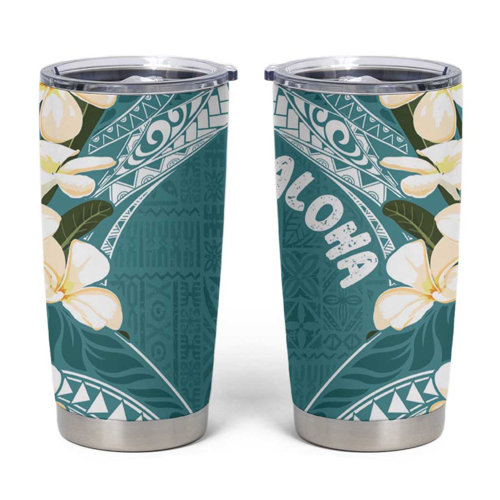 Aloha Hawaii Festive Tumbler Cup Frangipani Lace Classic - Teal