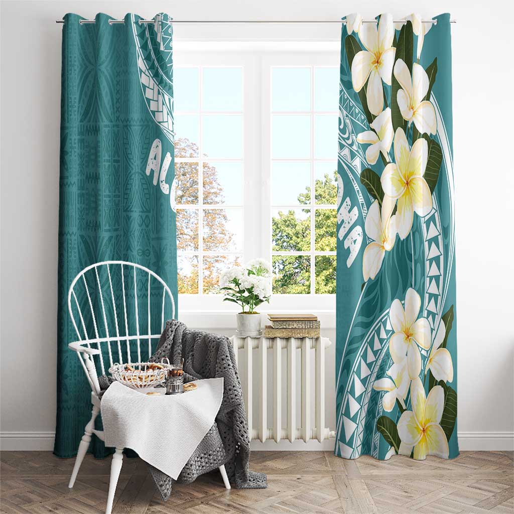 Aloha Hawaii Festive Window Curtain Frangipani Lace Classic - Teal