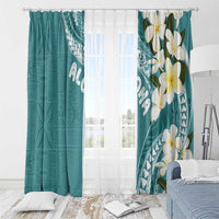Aloha Hawaii Festive Window Curtain Frangipani Lace Classic - Teal