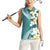 Aloha Hawaii Festive Women Sleeveless Polo Shirt Frangipani Lace Classic - Teal
