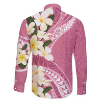 Aloha Hawaii Festive Family Matching Long Sleeve Bodycon Dress and Hawaiian Shirt Frangipani Lace Classic - Rosy LT7 - Polynesian Pride