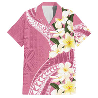 Aloha Hawaii Festive Family Matching Off The Shoulder Long Sleeve Dress and Hawaiian Shirt Frangipani Lace Classic - Rosy