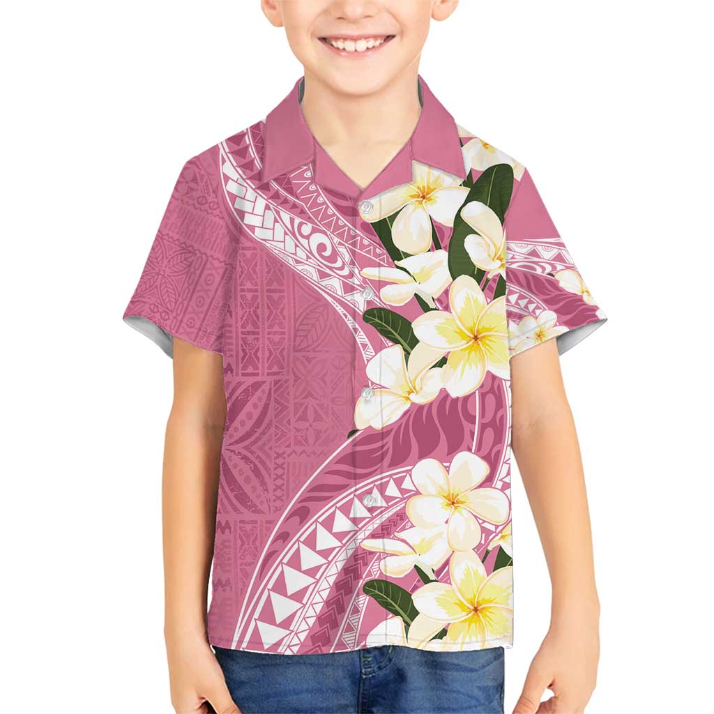 Aloha Hawaii Festive Family Matching Off Shoulder Maxi Dress and Hawaiian Shirt Frangipani Lace Classic - Rosy LT7 Son's Shirt Pink - Polynesian Pride
