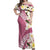 Aloha Hawaii Festive Off Shoulder Maxi Dress Frangipani Lace Classic - Rosy