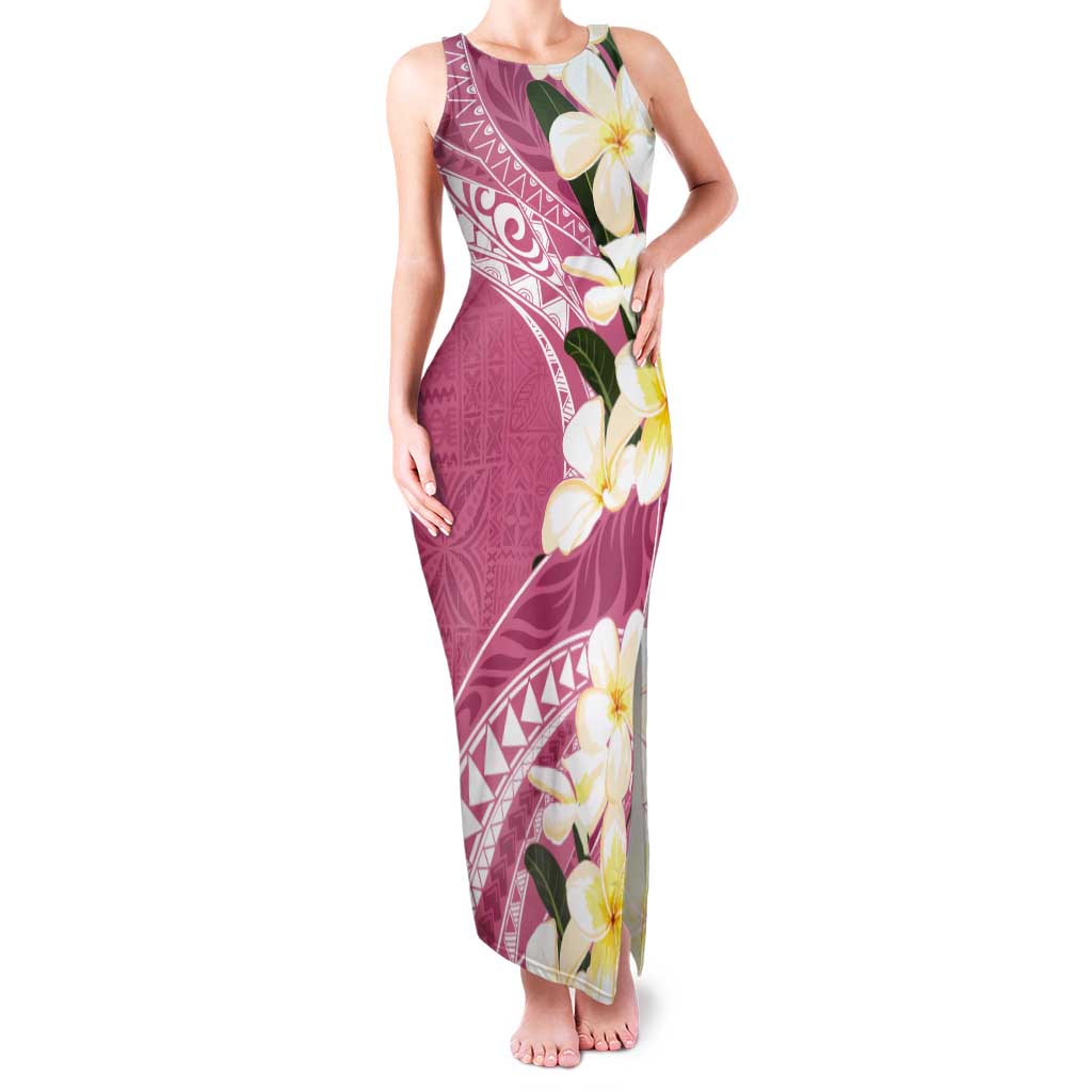 Aloha Hawaii Festive Tank Maxi Dress Frangipani Lace Classic - Rosy