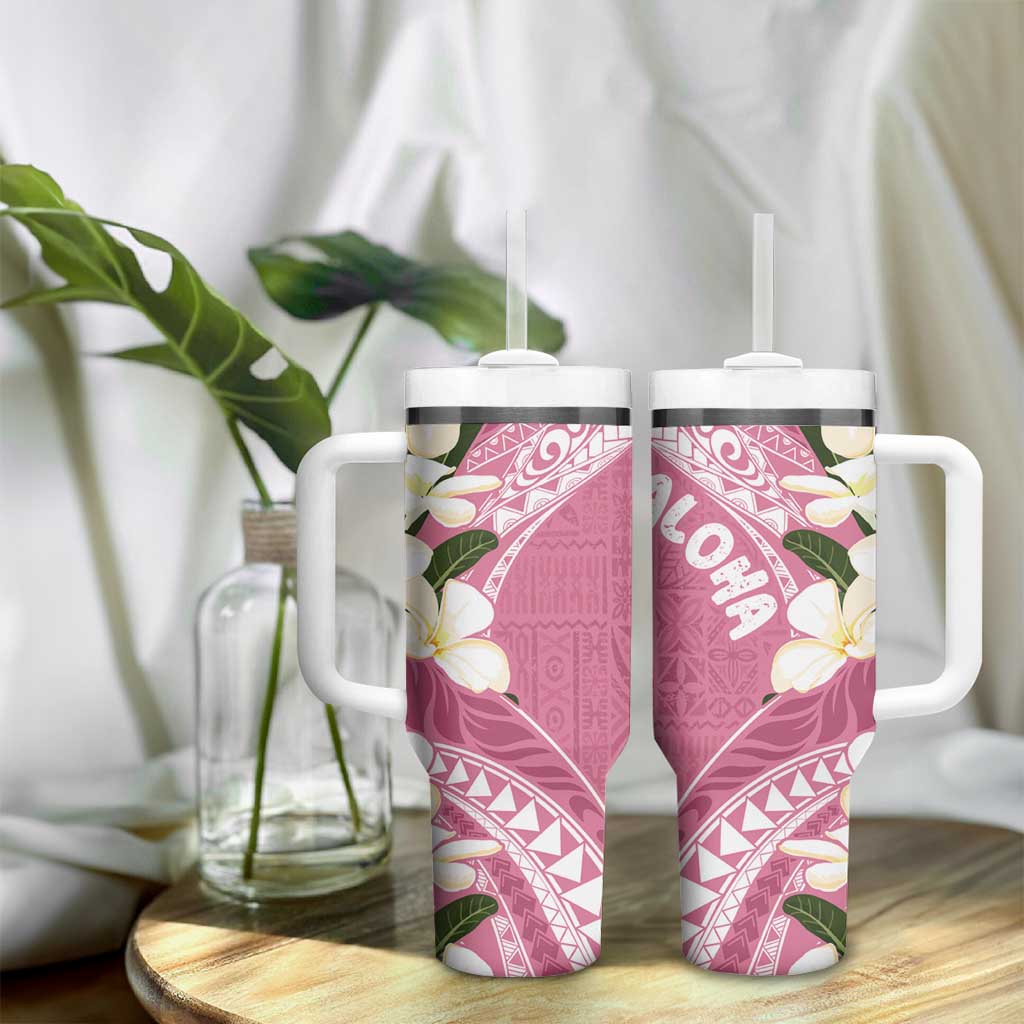 Aloha Hawaii Festive Tumbler With Handle Frangipani Lace Classic - Rosy