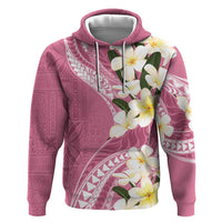 Aloha Hawaii Festive Zip Hoodie Frangipani Lace Classic - Rosy