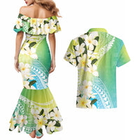 Aloha Hawaii Festive Couples Matching Mermaid Dress and Hawaiian Shirt Frangipani Lace Classic - Summer Vibes LT7 - Polynesian Pride