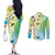 Aloha Hawaii Festive Couples Matching Off The Shoulder Long Sleeve Dress and Long Sleeve Button Shirt Frangipani Lace Classic - Summer Vibes