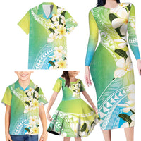 Aloha Hawaii Festive Family Matching Long Sleeve Bodycon Dress and Hawaiian Shirt Frangipani Lace Classic - Summer Vibes LT7 - Polynesian Pride