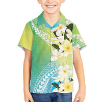 Aloha Hawaii Festive Family Matching Long Sleeve Bodycon Dress and Hawaiian Shirt Frangipani Lace Classic - Summer Vibes LT7 Son's Shirt Blue Green - Polynesian Pride