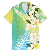 Aloha Hawaii Festive Family Matching Mermaid Dress and Hawaiian Shirt Frangipani Lace Classic - Summer Vibes LT7 Dad's Shirt - Short Sleeve Blue Green - Polynesian Pride