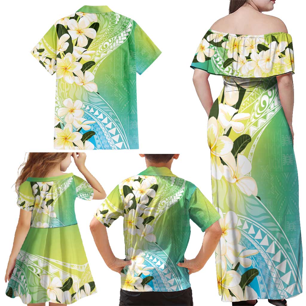Aloha Hawaii Festive Family Matching Off Shoulder Maxi Dress and Hawaiian Shirt Frangipani Lace Classic - Summer Vibes LT7 - Polynesian Pride