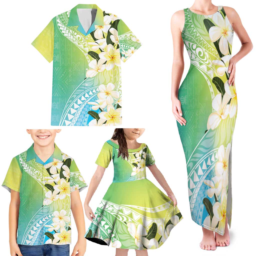 Aloha Hawaii Festive Family Matching Tank Maxi Dress and Hawaiian Shirt Frangipani Lace Classic - Summer Vibes