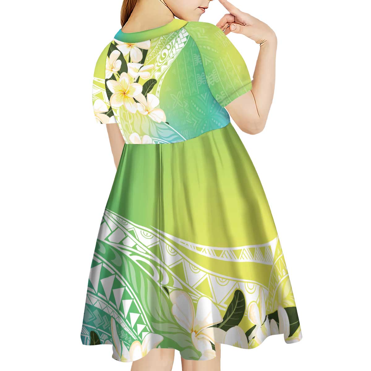 Aloha Hawaii Festive Kid Short Sleeve Dress Frangipani Lace Classic - Summer Vibes