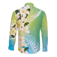 Aloha Hawaii Festive Long Sleeve Button Shirt Frangipani Lace Classic - Summer Vibes