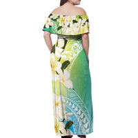 Aloha Hawaii Festive Off Shoulder Maxi Dress Frangipani Lace Classic - Summer Vibes
