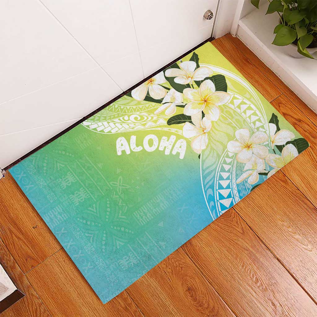 Aloha Hawaii Festive Rubber Doormat Frangipani Lace Classic - Summer Vibes