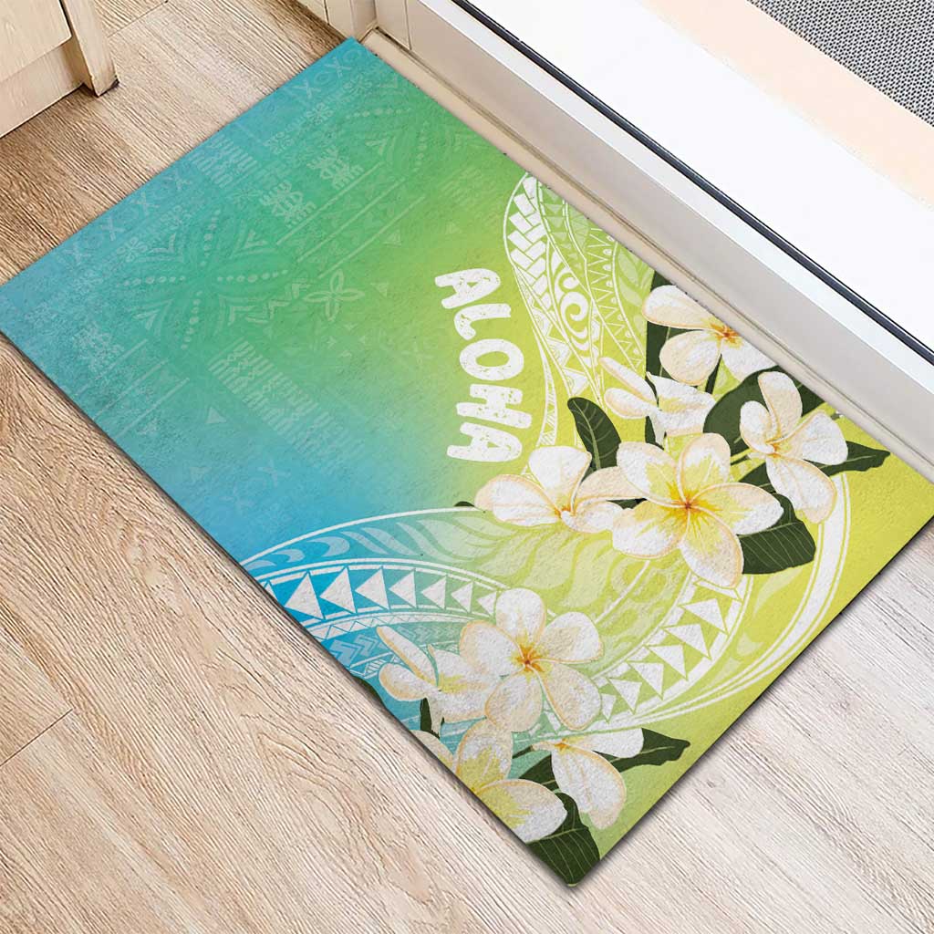 Aloha Hawaii Festive Rubber Doormat Frangipani Lace Classic - Summer Vibes