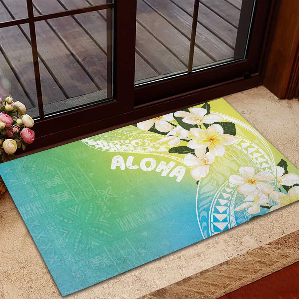 Aloha Hawaii Festive Rubber Doormat Frangipani Lace Classic - Summer Vibes