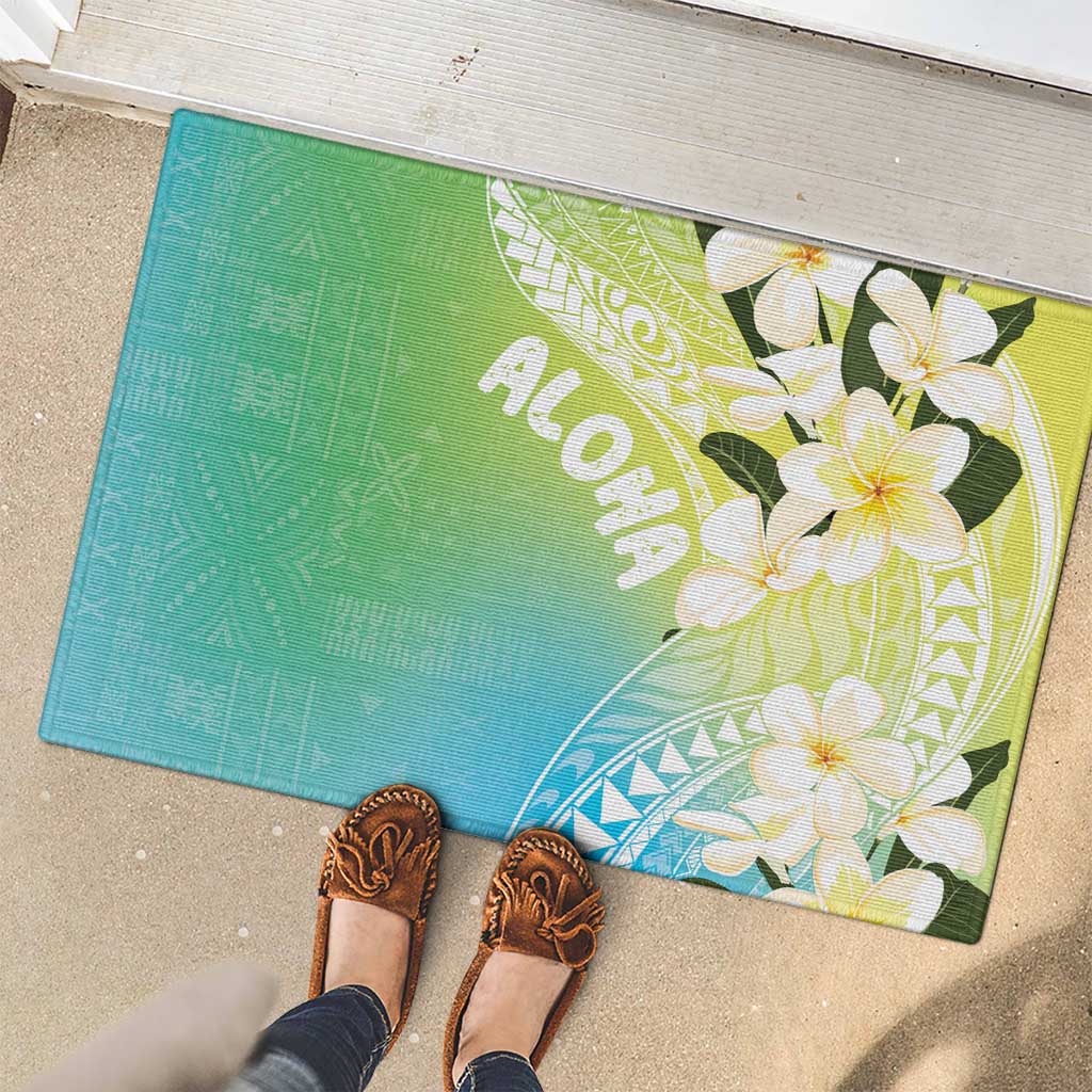 Aloha Hawaii Festive Rubber Doormat Frangipani Lace Classic - Summer Vibes