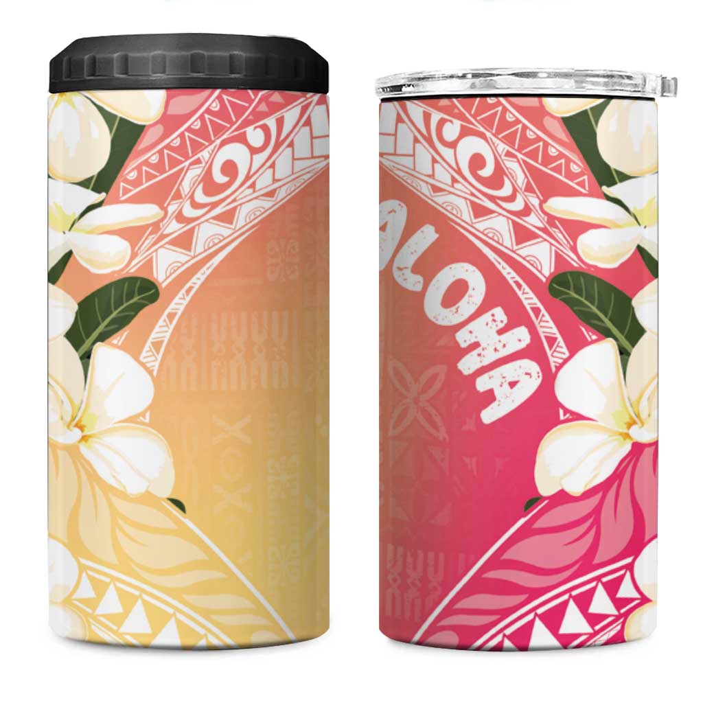 Aloha Hawaii Festive 4 in 1 Can Cooler Tumbler Frangipani Lace Classic - Spring Vibes