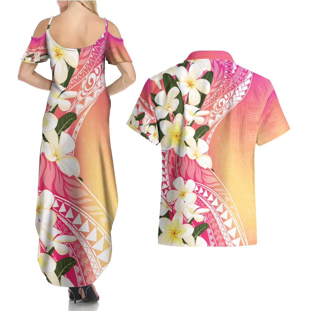 Aloha Hawaii Festive Couples Matching Summer Maxi Dress and Hawaiian Shirt Frangipani Lace Classic - Spring Vibes