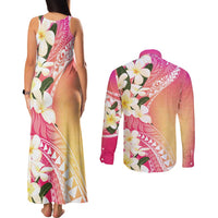 Aloha Hawaii Festive Couples Matching Tank Maxi Dress and Long Sleeve Button Shirt Frangipani Lace Classic - Spring Vibes
