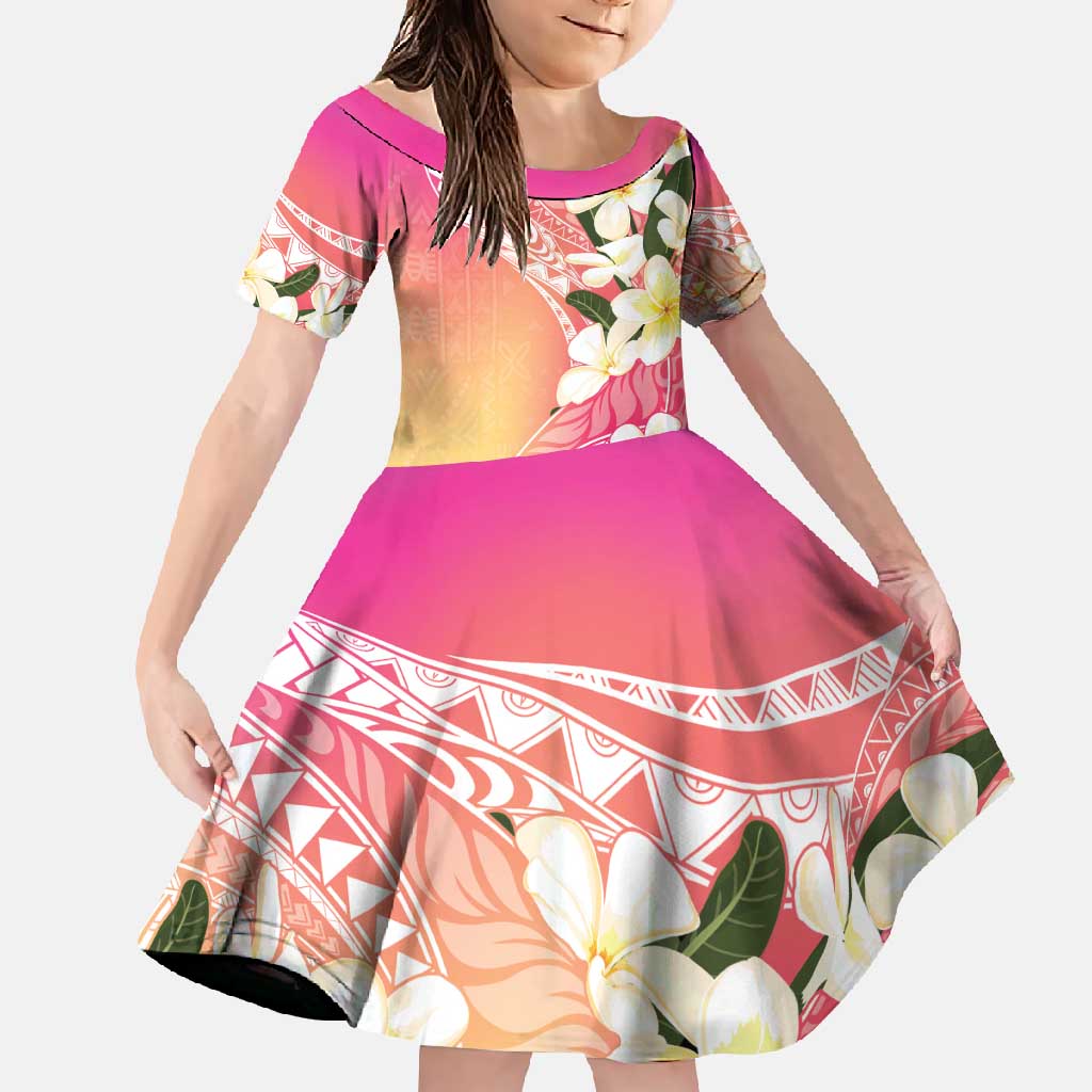 Aloha Hawaii Festive Family Matching Off Shoulder Maxi Dress and Hawaiian Shirt Frangipani Lace Classic - Spring Vibes LT7 Daughter's Dress Colorful - Polynesian Pride