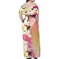 Aloha Hawaii Festive Family Matching Off Shoulder Maxi Dress and Hawaiian Shirt Frangipani Lace Classic - Spring Vibes LT7 - Polynesian Pride