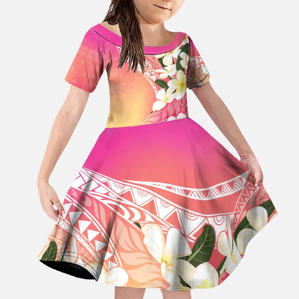 Aloha Hawaii Festive Family Matching Short Sleeve Bodycon Dress and Hawaiian Shirt Frangipani Lace Classic - Spring Vibes LT7 Daughter's Dress Colorful - Polynesian Pride