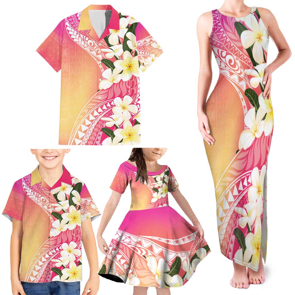 Aloha Hawaii Festive Family Matching Tank Maxi Dress and Hawaiian Shirt Frangipani Lace Classic - Spring Vibes