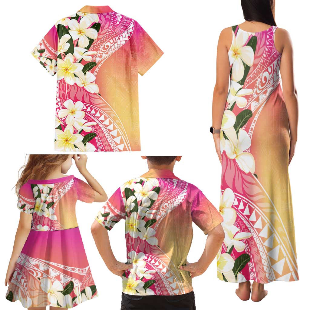 Aloha Hawaii Festive Family Matching Tank Maxi Dress and Hawaiian Shirt Frangipani Lace Classic - Spring Vibes