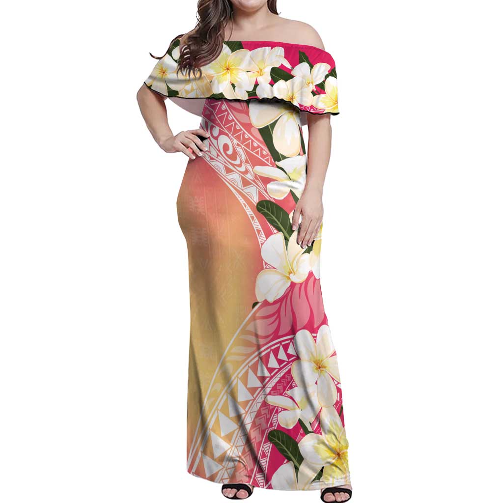 Aloha Hawaii Festive Off Shoulder Maxi Dress Frangipani Lace Classic - Spring Vibes