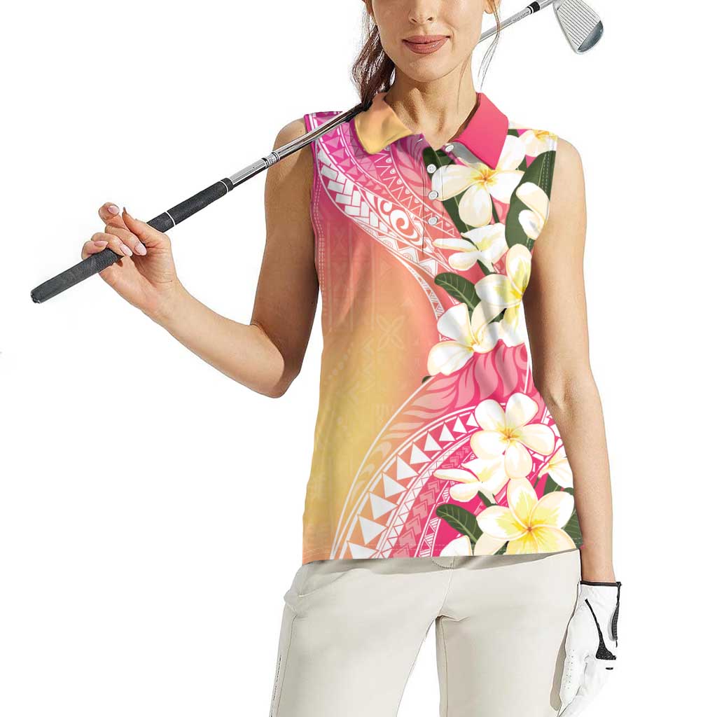 Aloha Hawaii Festive Women Sleeveless Polo Shirt Frangipani Lace Classic - Spring Vibes