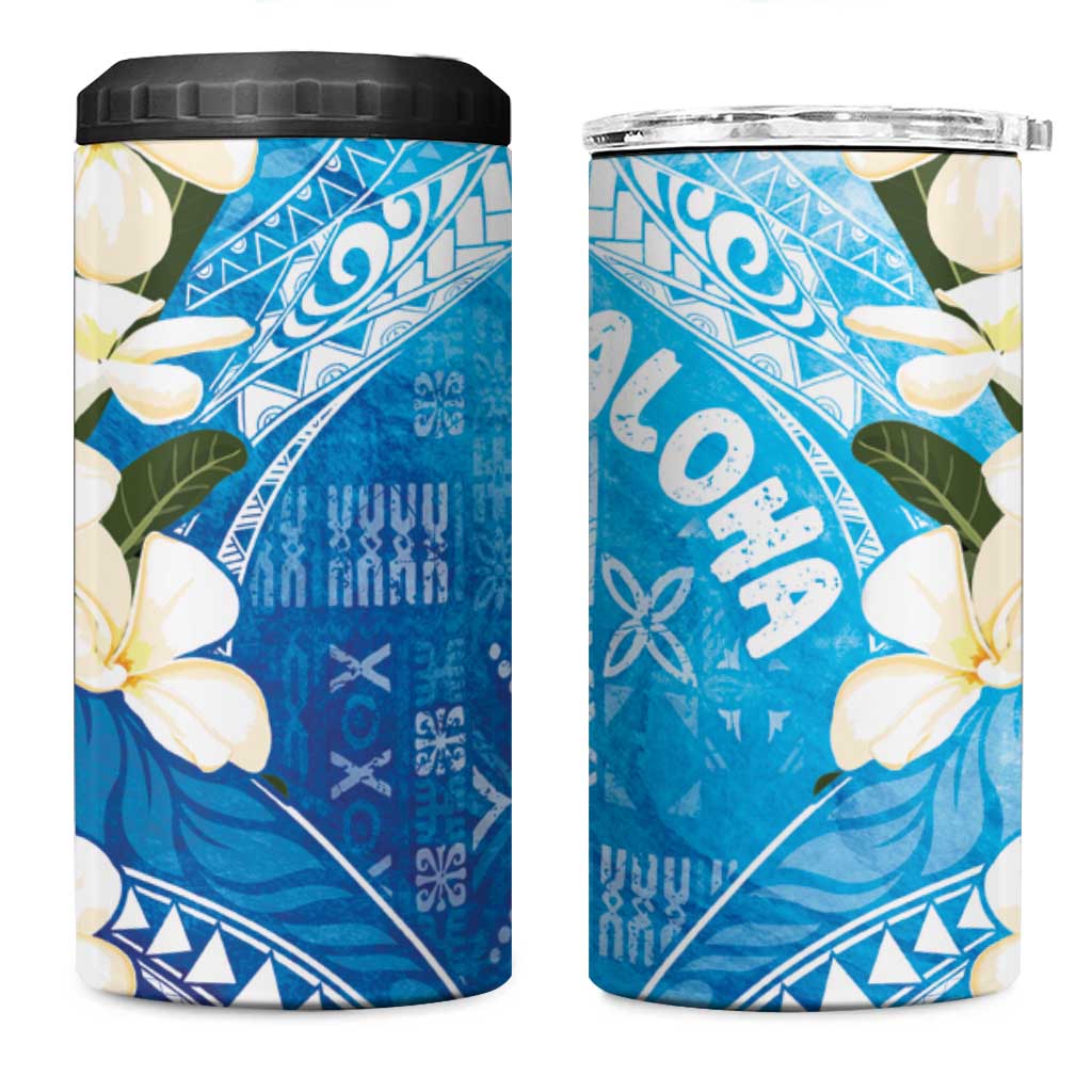 Aloha Hawaii Festive 4 in 1 Can Cooler Tumbler Frangipani Lace Classic - Oceanic