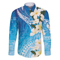 Aloha Hawaii Festive Family Matching Mermaid Dress and Hawaiian Shirt Frangipani Lace Classic - Oceanic LT7 Dad's Shirt - Long Sleeve Navy - Polynesian Pride