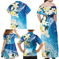 Aloha Hawaii Festive Family Matching Off Shoulder Maxi Dress and Hawaiian Shirt Frangipani Lace Classic - Oceanic LT7 - Polynesian Pride