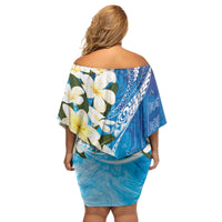 Aloha Hawaii Festive Family Matching Off Shoulder Short Dress and Hawaiian Shirt Frangipani Lace Classic - Oceanic