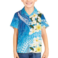 Aloha Hawaii Festive Family Matching Puletasi and Hawaiian Shirt Frangipani Lace Classic - Oceanic LT7 Son's Shirt Navy - Polynesian Pride