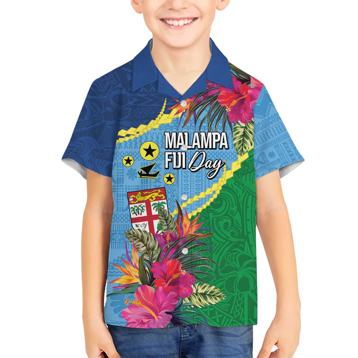 Personalized Malampa Fiji Day Together We Grow Family Matching Off The Shoulder Long Sleeve Dress and Hawaiian Shirt Special Tapa Mix - Polynesian Pride