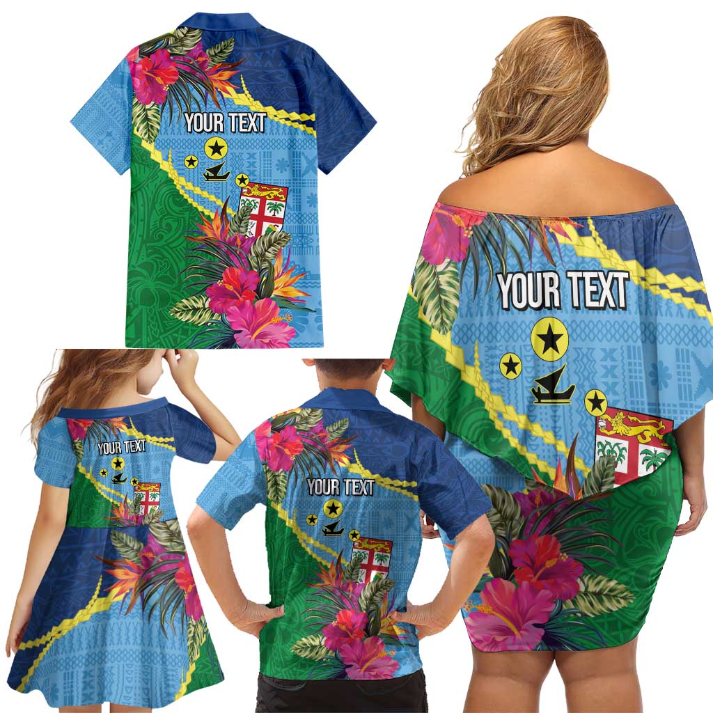 Personalized Malampa Fiji Day Together We Grow Family Matching Off Shoulder Short Dress and Hawaiian Shirt Special Tapa Mix - Polynesian Pride