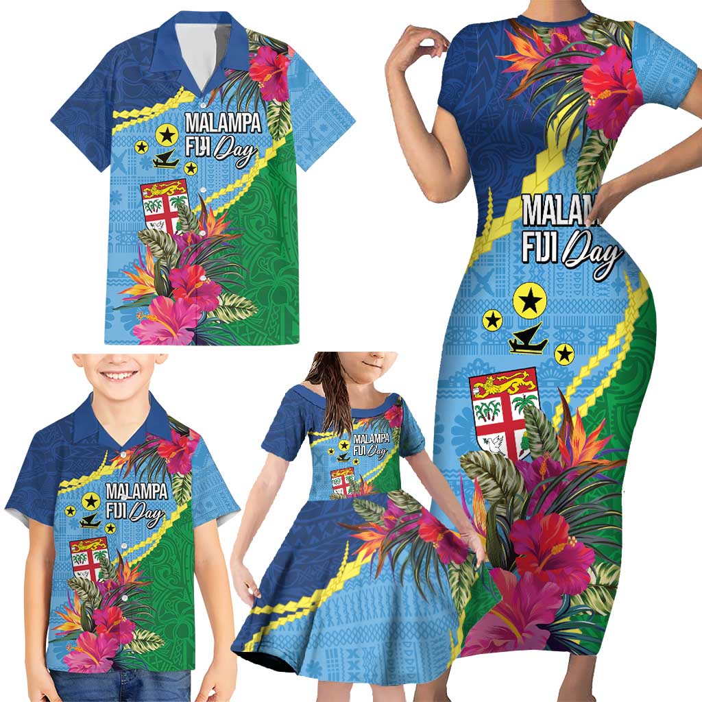 Personalized Malampa Fiji Day Together We Grow Family Matching Short Sleeve Bodycon Dress and Hawaiian Shirt Special Tapa Mix - Polynesian Pride
