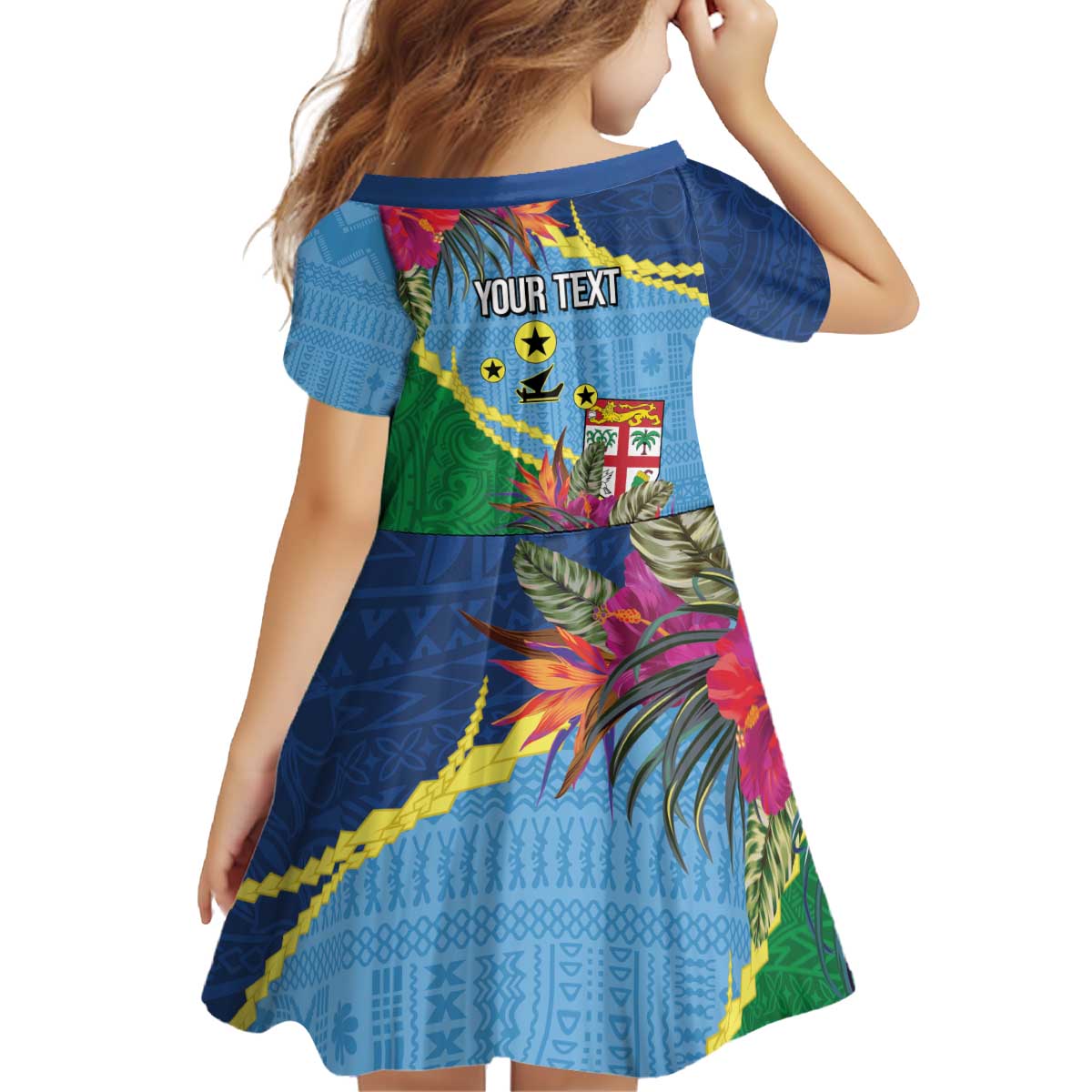 Personalized Malampa Fiji Day Together We Grow Kid Short Sleeve Dress Special Tapa Mix - Polynesian Pride