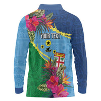 Personalized Malampa Fiji Day Together We Grow Long Sleeve Polo Shirt Special Tapa Mix - Polynesian Pride