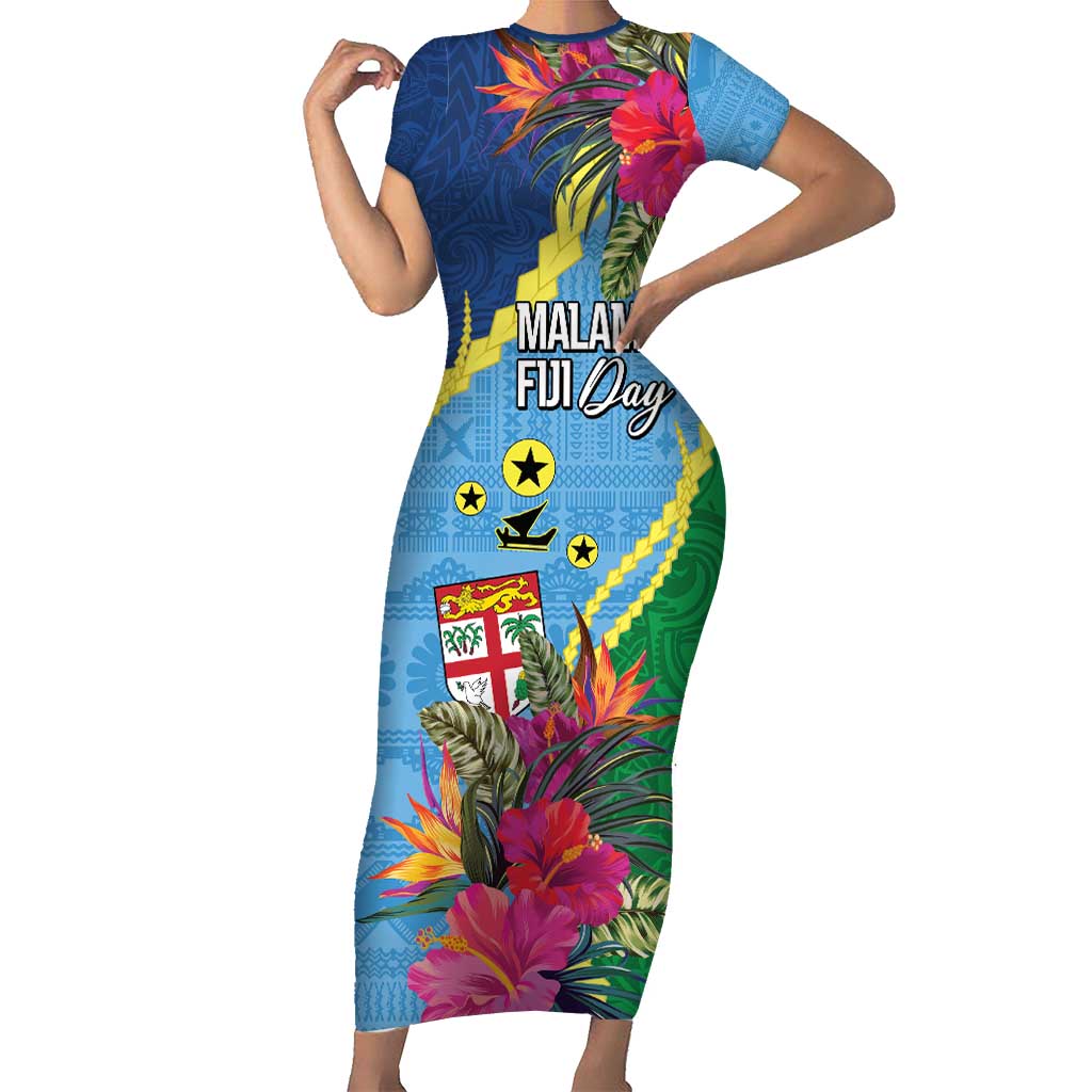 Personalized Malampa Fiji Day Together We Grow Short Sleeve Bodycon Dress Special Tapa Mix - Polynesian Pride