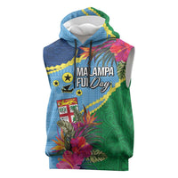 Personalized Malampa Fiji Day Together We Grow Sleeveless Hoodie Special Tapa Mix - Polynesian Pride